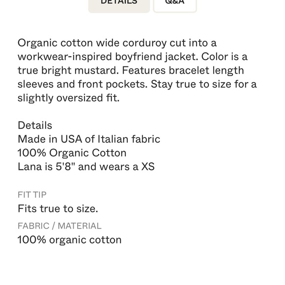 Mara Hoffman S Small Sally Corduroy Oversized Jacket Chore Work in Mustard Gold - Picture 3 of 8